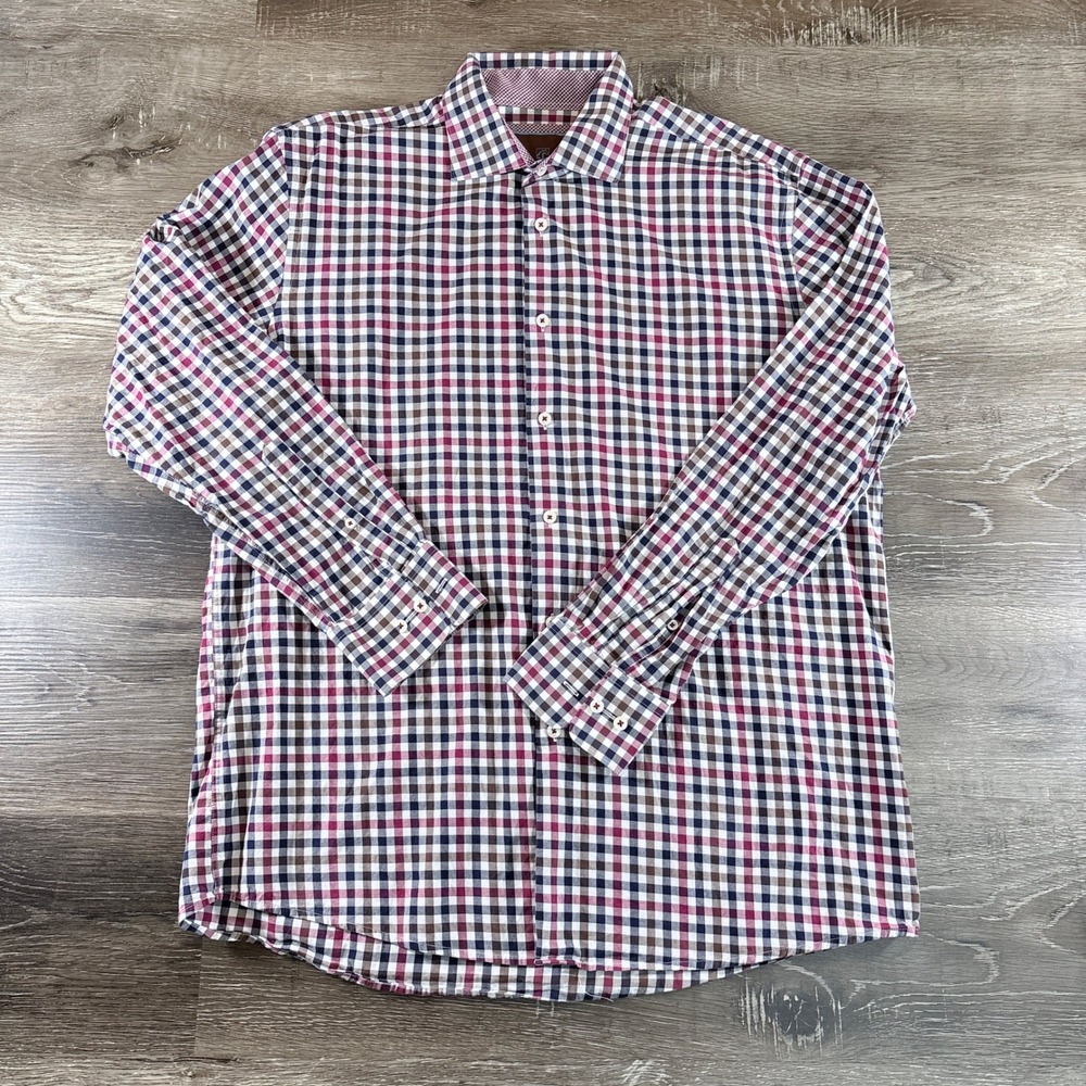 Tattersall London Men's Plaid Button Down Dress Shirt Size 17 34/35 *READ*